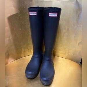 HUNTER WOMENS ORIGINAL ADJUSTABLE BACK TALL RAIN BOOTS WATERPROOF MATTE …